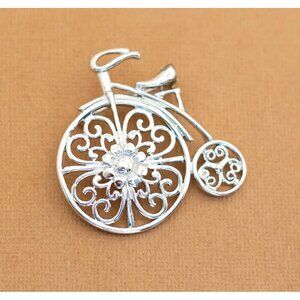 Vintage Silver Tone Penny Farthing Bicycle Elegant Brooch by Danecraft - Y12